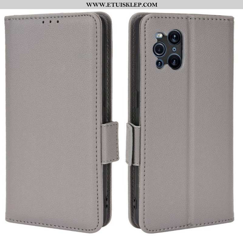 Skórzany Futerał do Oppo Find X3 Pro Etui Folio Flap Double Litchi Nowe Kolory